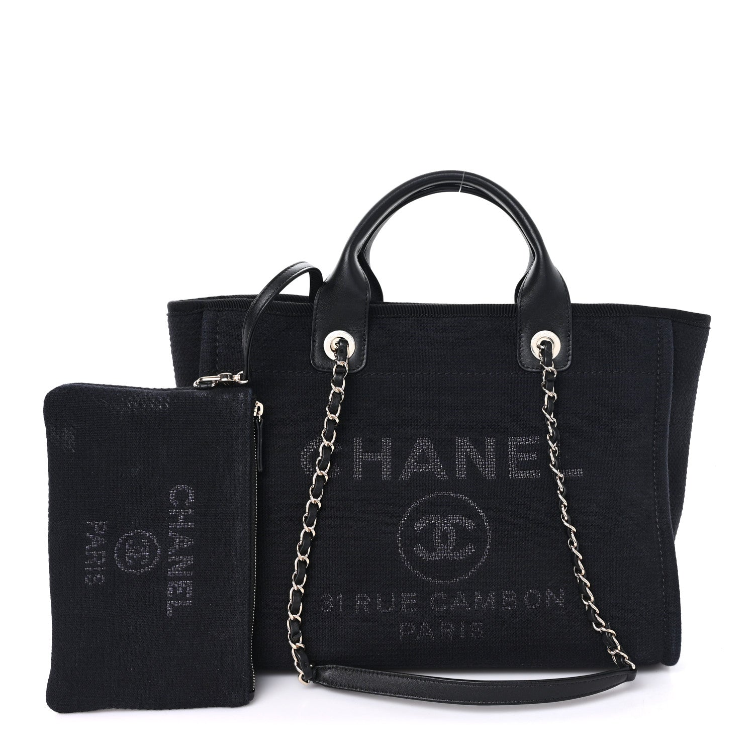 Chanel Mixed Fibers Calfskin Small Deauville Tote Black 3 of 11