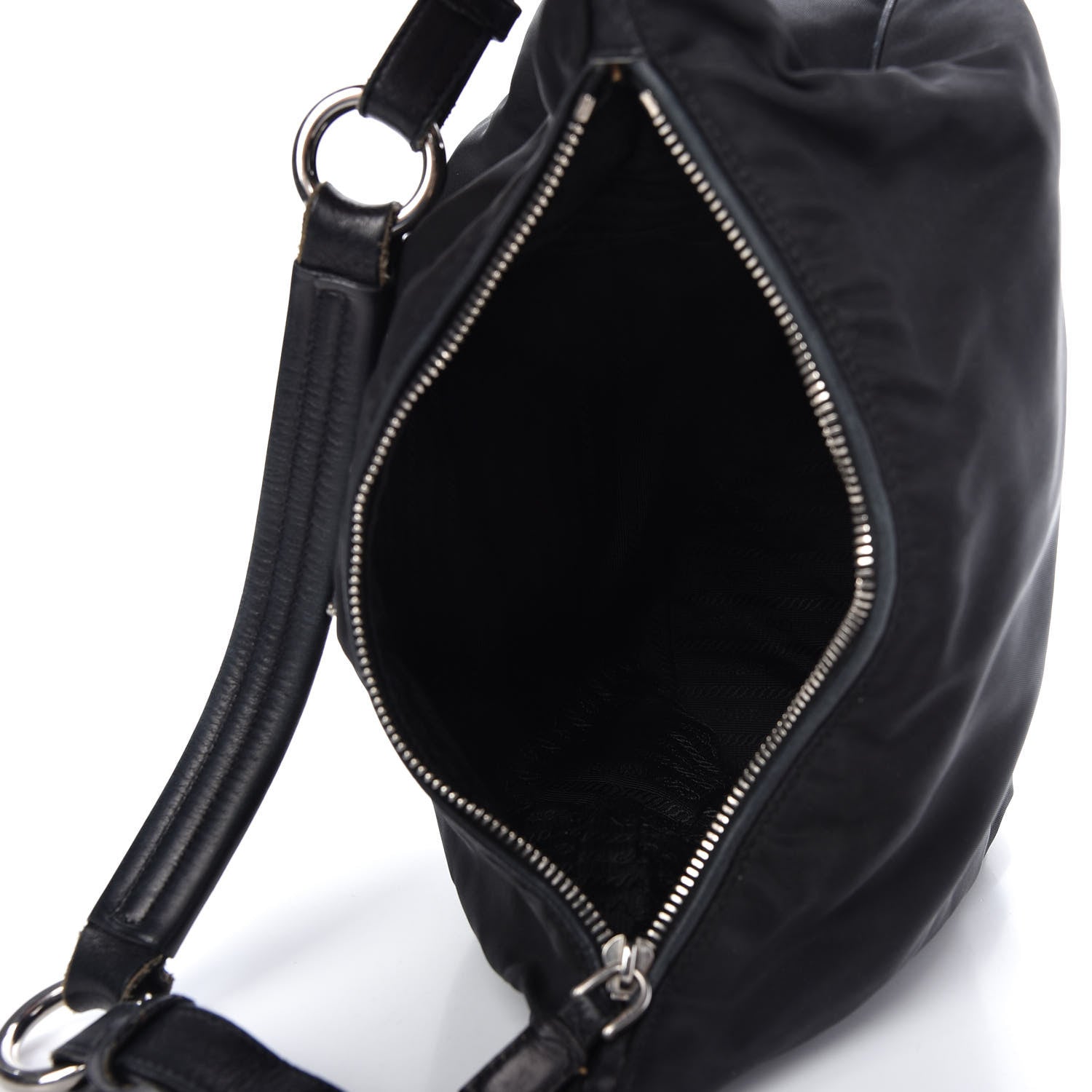 Prada Tessuto Nylon Vitello Shoulder Bag Black 5 of 15