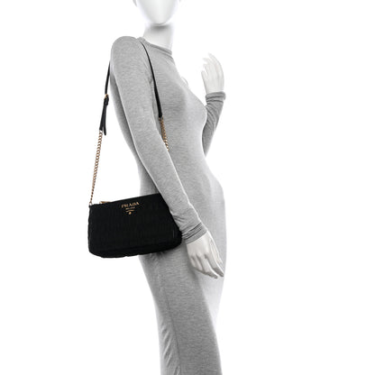 Prada Tessuto Nylon Gaufre Shoulder Bag Black 2 of 11