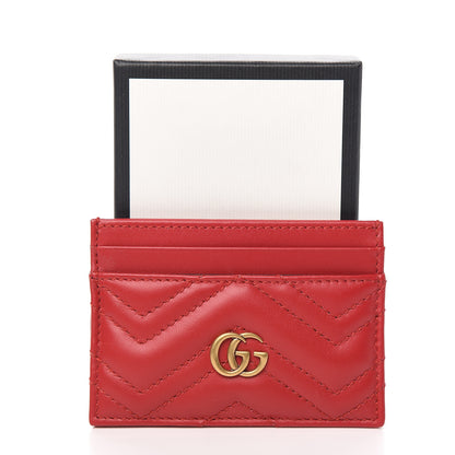 Gucci Calfskin Matelasse GG Marmont Card Holder Hibiscus Red 6 of 6