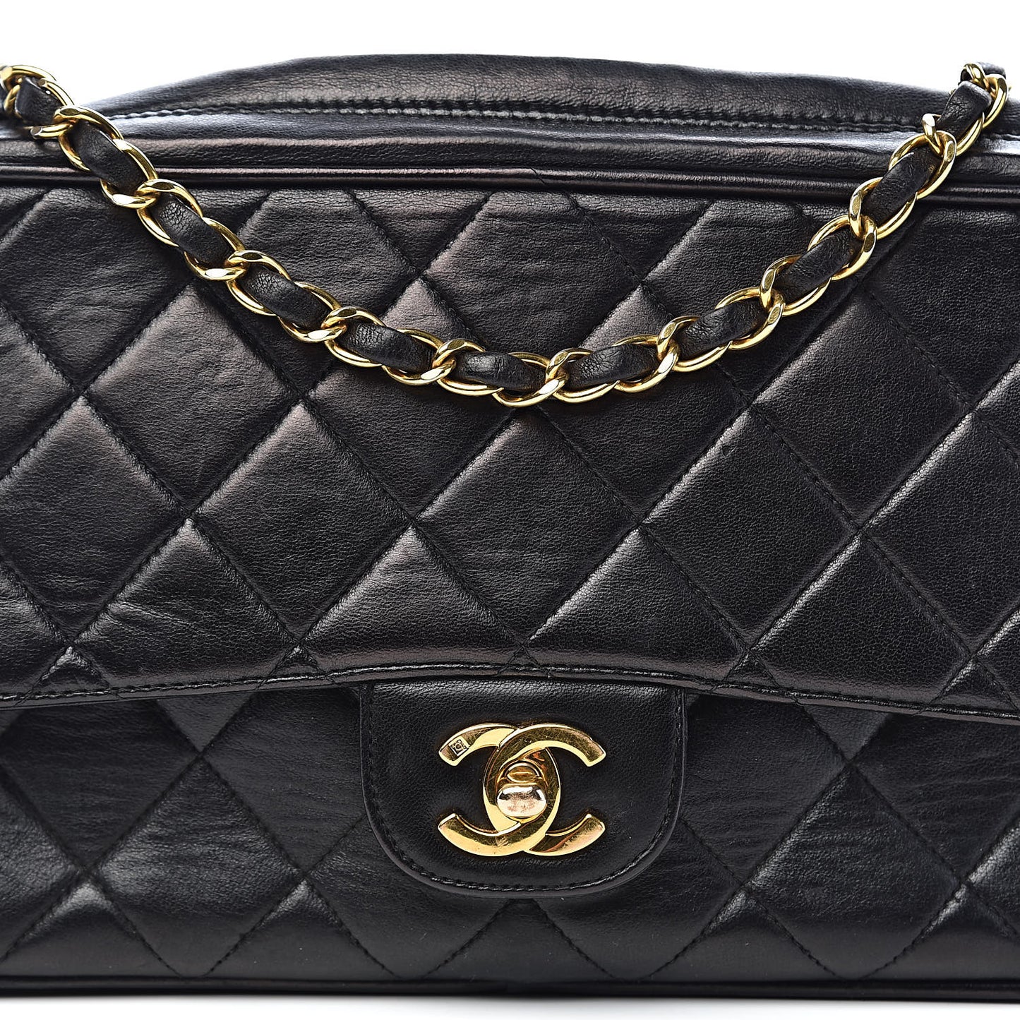 Lambskin Quilted Camera Case Black