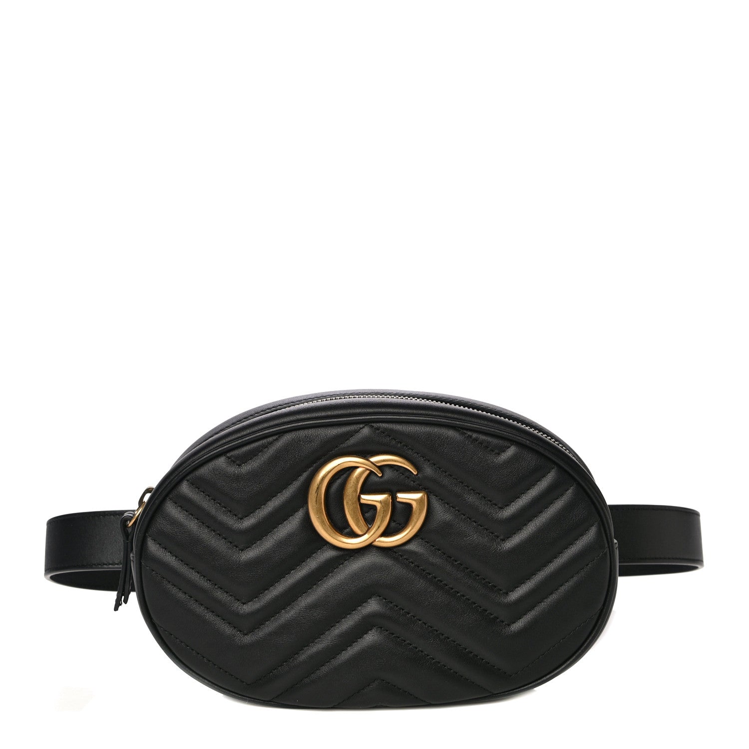 Gucci Calfskin Matelasse GG Marmont Belt Bag 75 30 Black 1 of 14