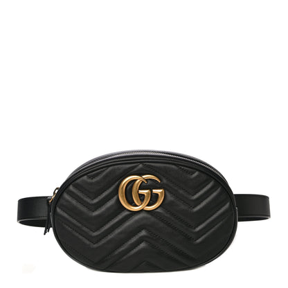 Gucci Calfskin Matelasse GG Marmont Belt Bag 75 30 Black 1 of 14
