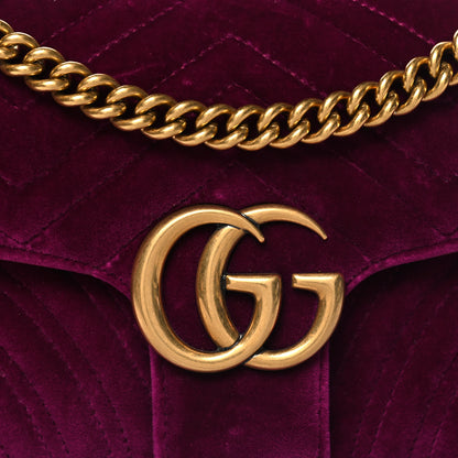 Gucci Velvet Matelasse Small GG Marmont Shoulder Bag Fuchsia Violet Cyclamen 8 of 11