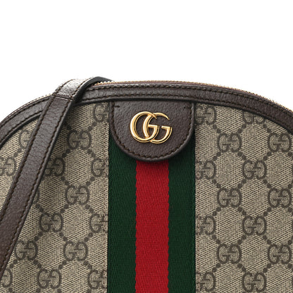 Gucci GG Supreme Monogram Textured Dollar Calfskin Web Small Ophidia Dome Shoulder Bag Beige Ebony New Acero 8 of 10