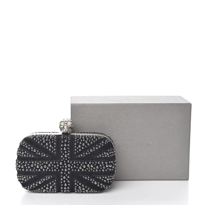 Alexander McQueen Suede Studded Britannia Skull Box Clutch Black 10 of 10