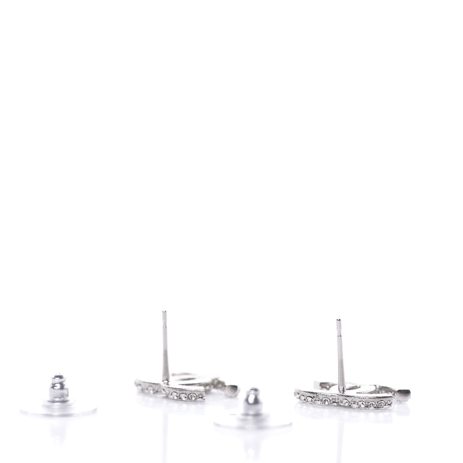 Chanel Crystal CC Earrings Silver 3 of 5