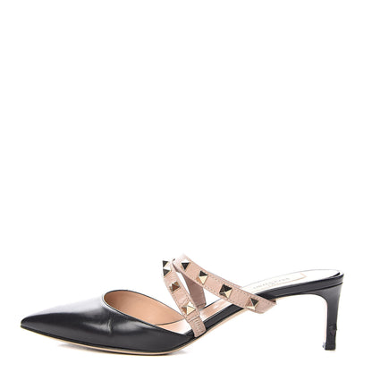 Valentino Garavani Nappa Rockstud Criss Cross 55mm Mules 37 Black Poudre 1 of 10
