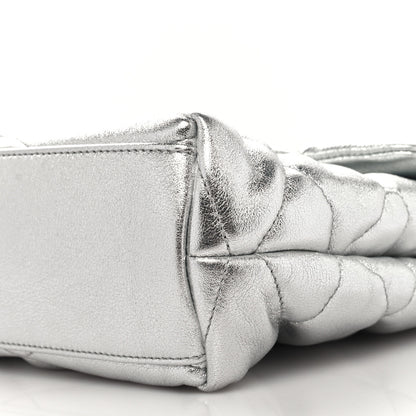 Saint Laurent Metallic Lambskin Quilted Sade Puffer Envelope Clutch Argento 10 of 10