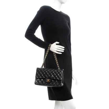 Chanel Lambskin Quilted Medium Double Flap Black 2 of 8
