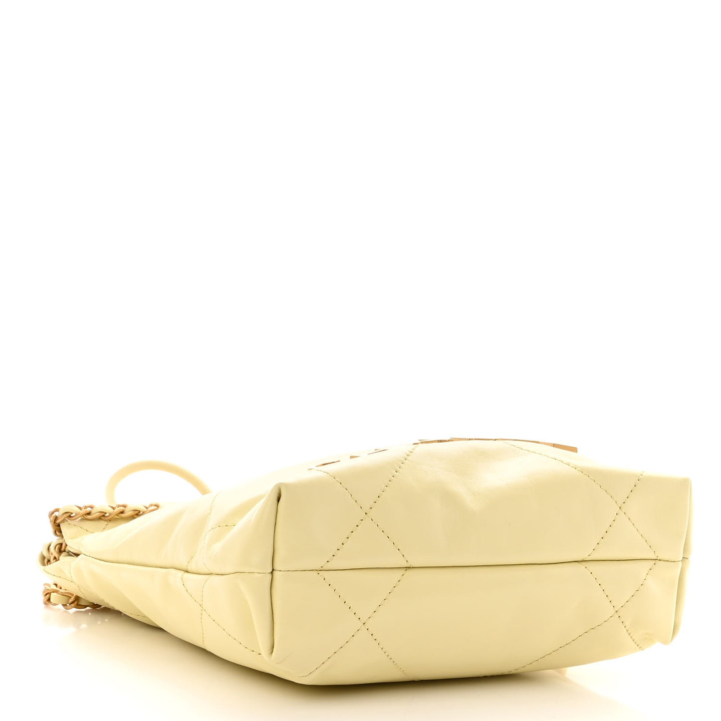 Shiny Calfskin Quilted Mini Chanel 22 Light Yellow