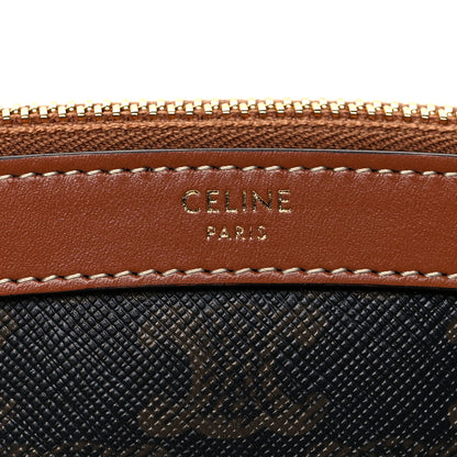 Celine Triomphe Canvas Calfskin Small Zipped Pouch Tan 6 of 9