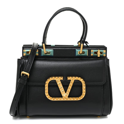 Valentino Garavani Grainy Calfskin Mini Rockstud Alcove Top-Handle Bag Black 1 of 11