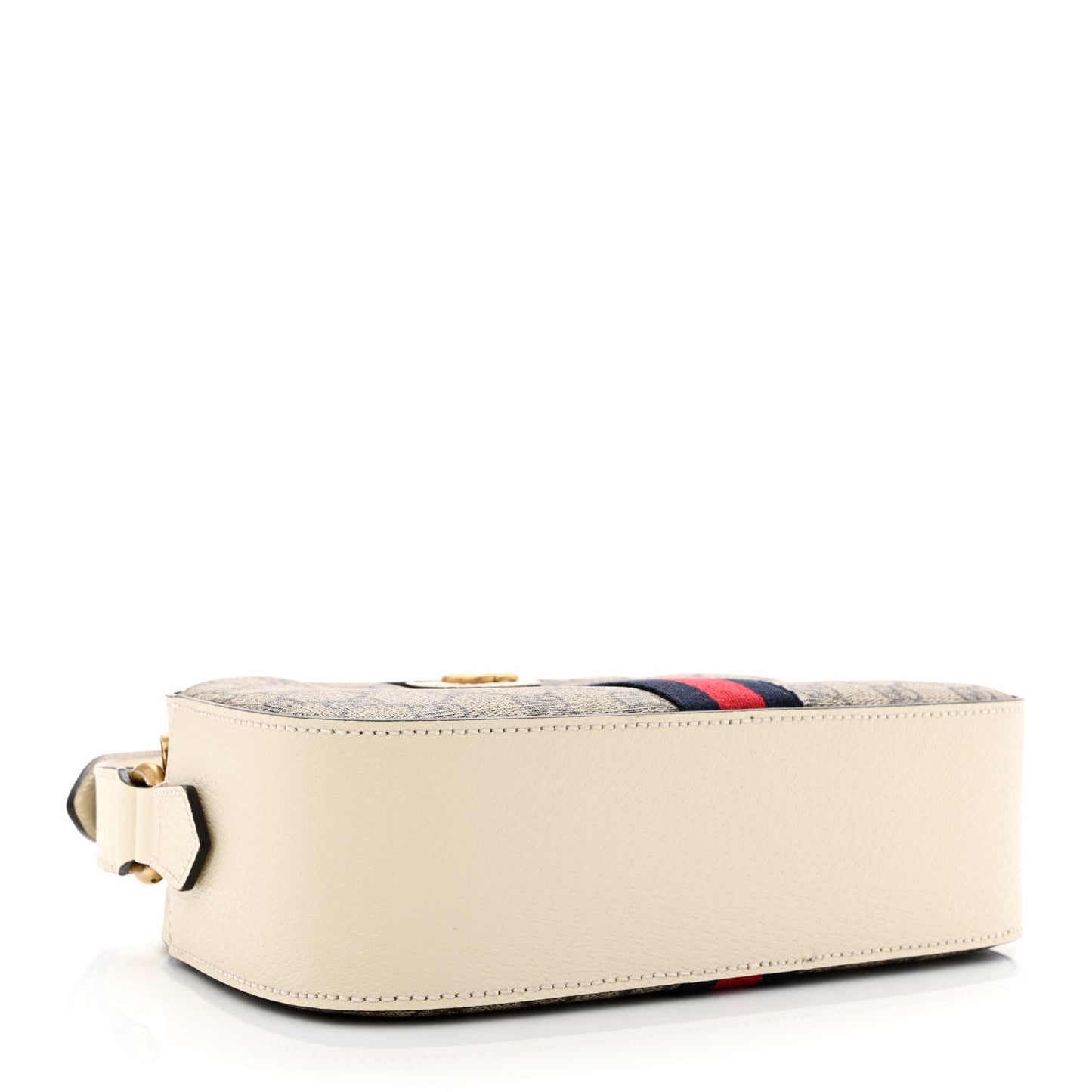 GG Supreme Monogram Textured Calfskin Web Small Ophidia Camera Bag Beige Ebony Mystic White
