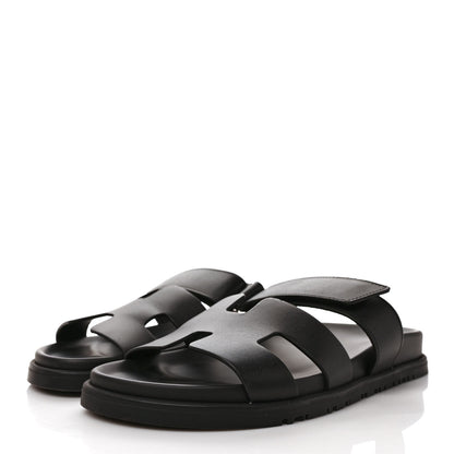Hermes Calfskin Womens Chypre Sandals 38 Black 3 of 9