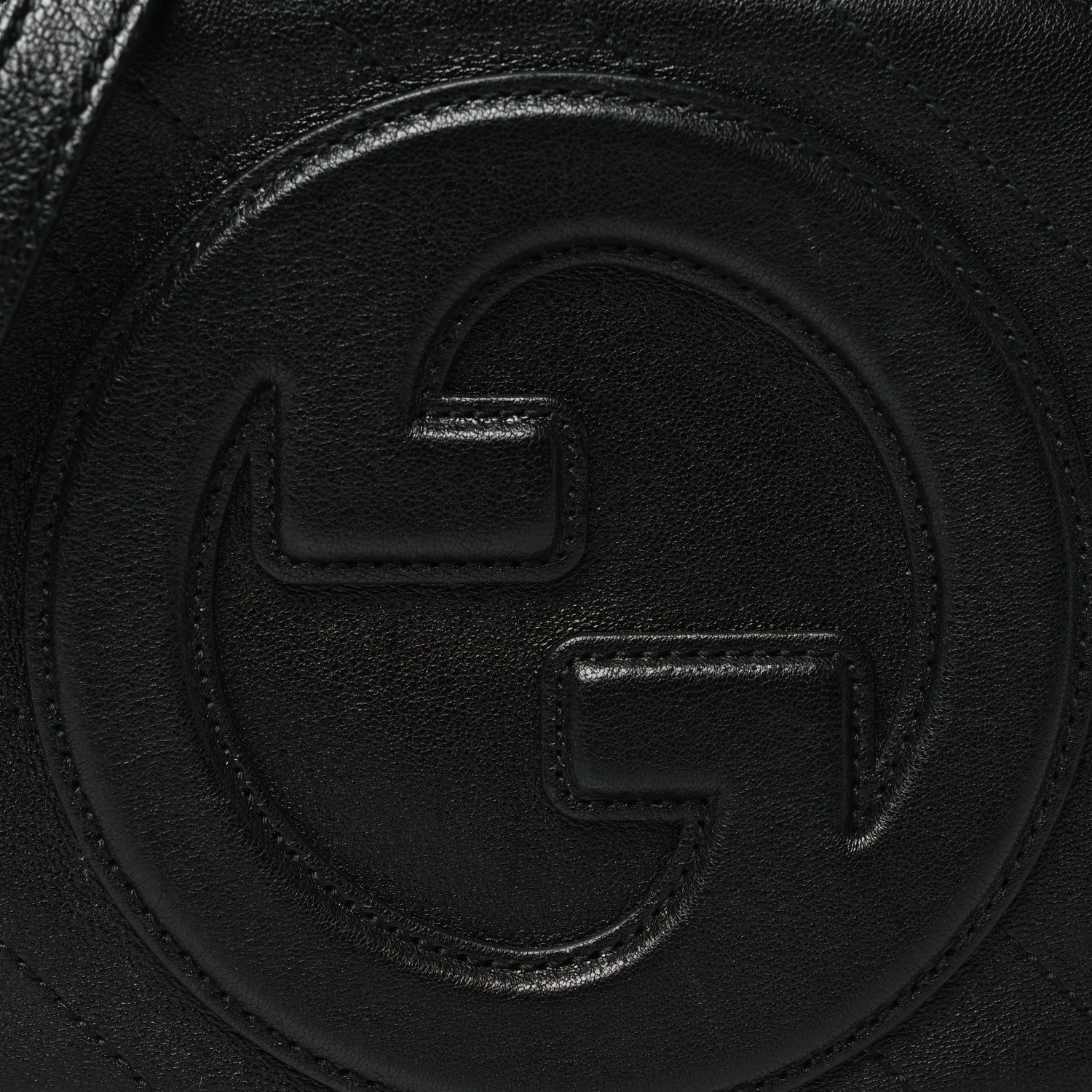 Gucci Sakai Be Green Calfskin Diagonal Stitched Blondie Top Handle Bag Black 8 of 11