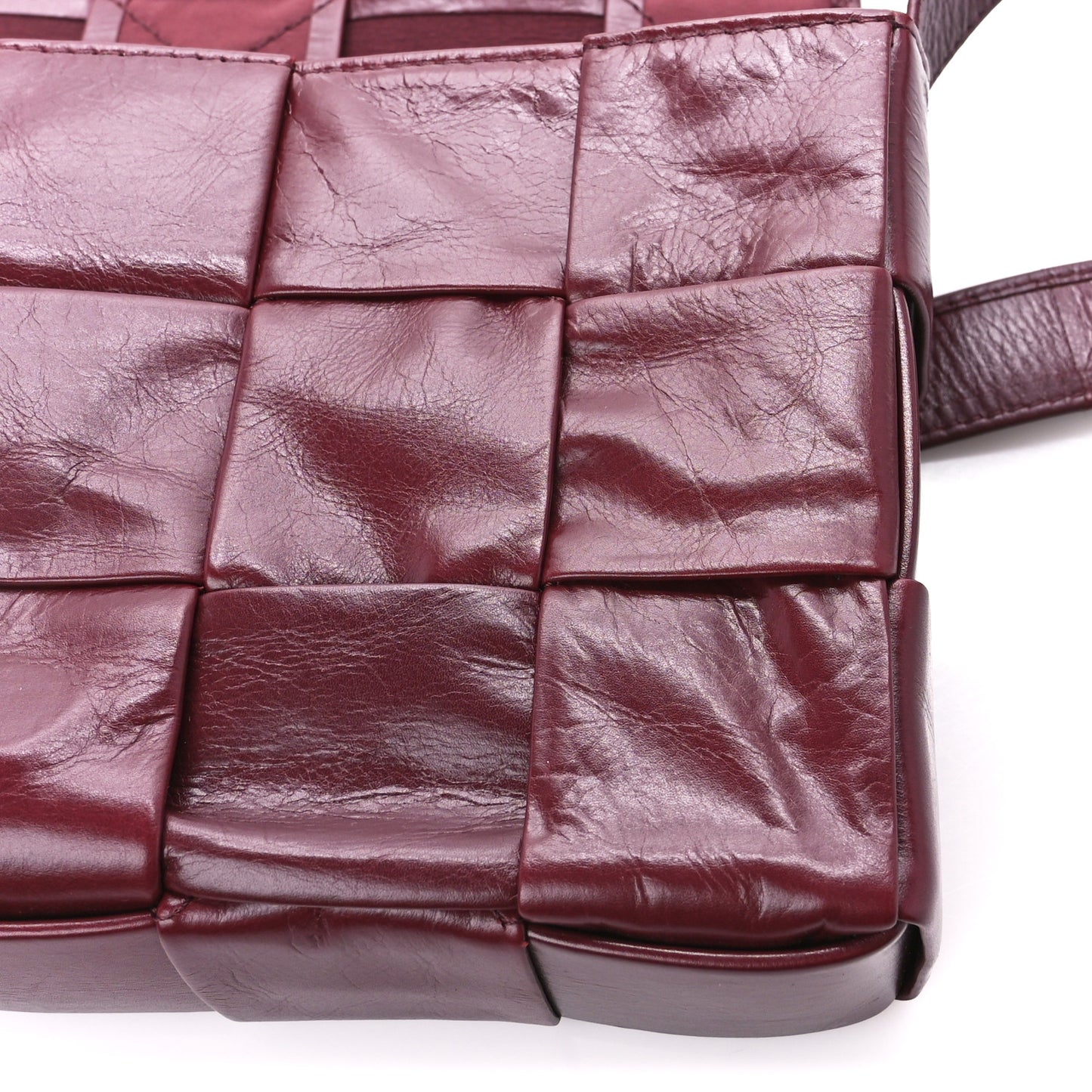 Paper Calfskin Maxi Intreccio Cassette Crossbody Bag Barolo