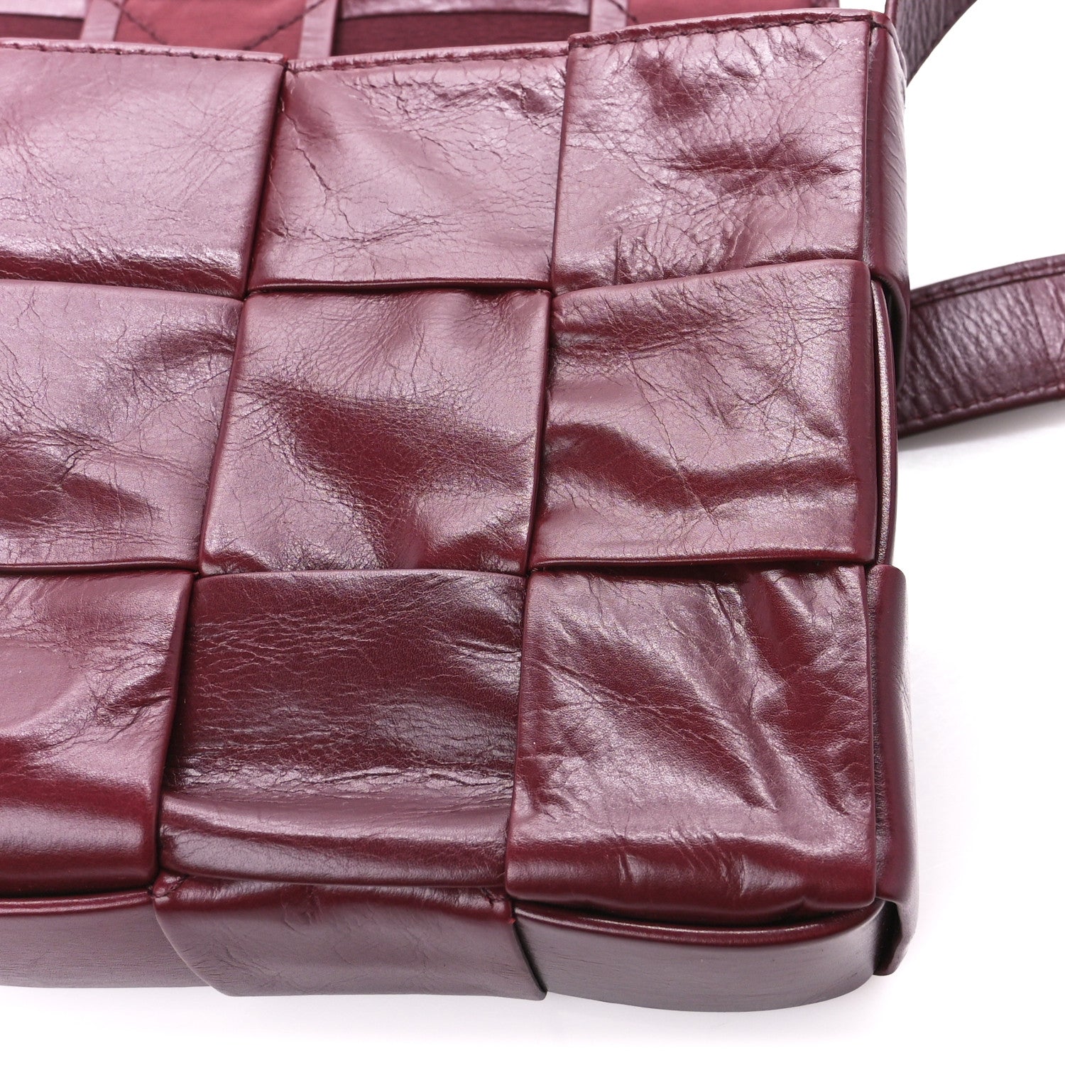 Bottega Veneta Paper Calfskin Maxi Intreccio Cassette Crossbody Bag Barolo 10 of 10