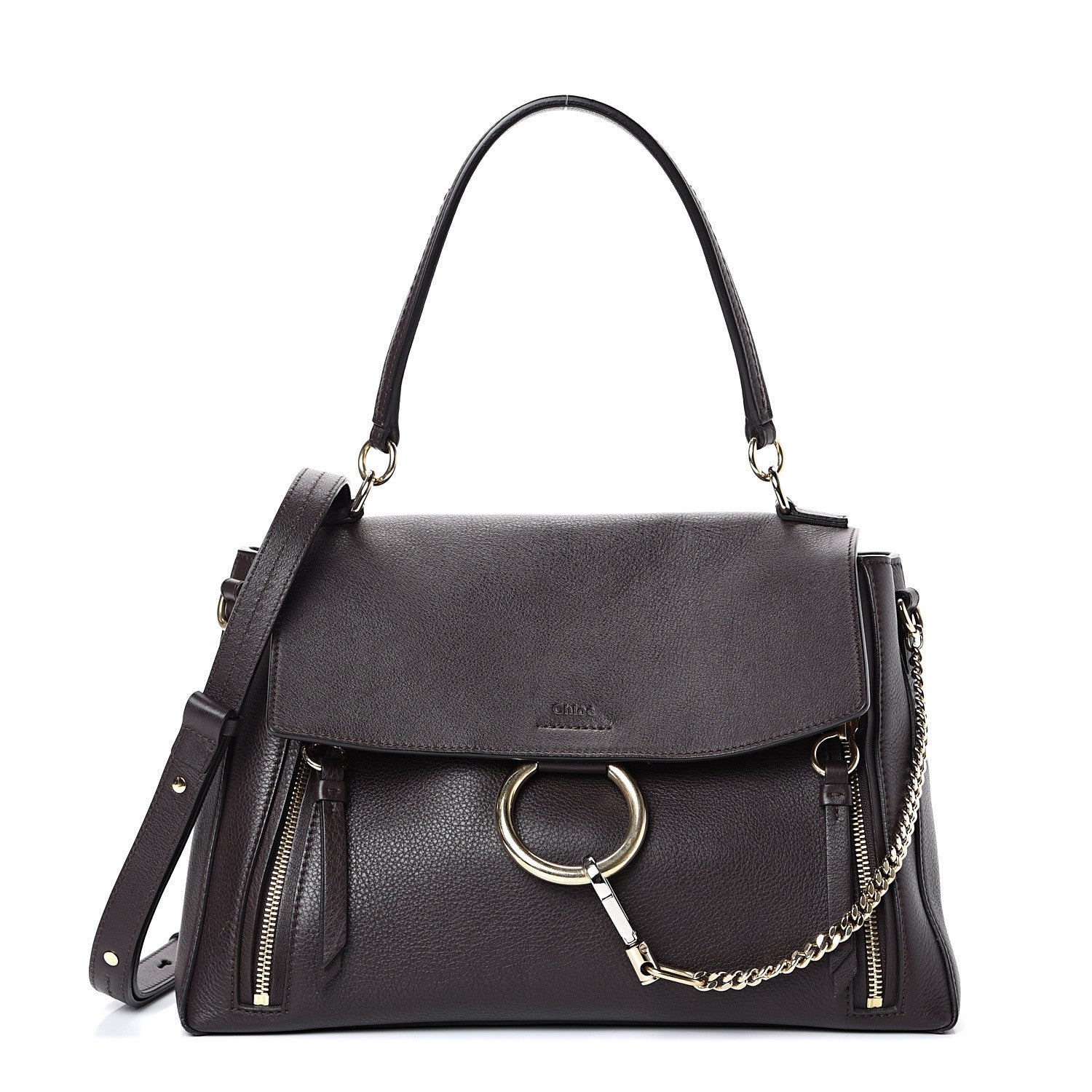 Chloe Calfskin Medium Faye Day Shoulder Bag Carbon Brown 1 of 15