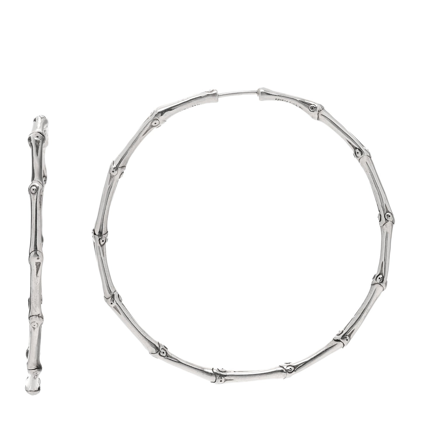 Sterling Silver 57mm Bamboo Hoop Earrings