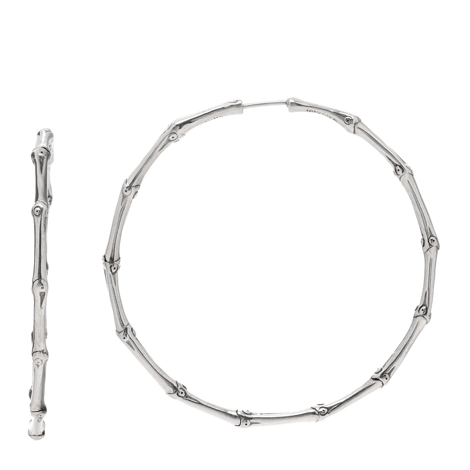 John Hardy Sterling Silver 57mm Bamboo Hoop Earrings 1 of 3