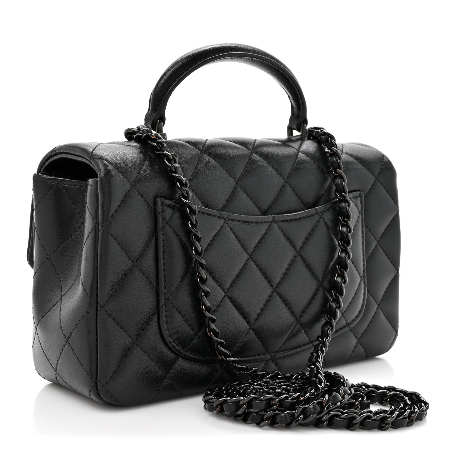 Chanel Lambskin Quilted Mini Top Handle Rectangular Flap So Black 3 of 11