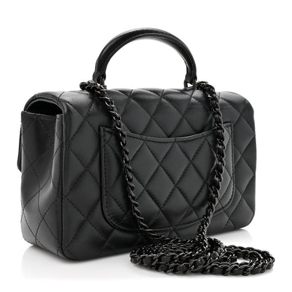 Chanel Lambskin Quilted Mini Top Handle Rectangular Flap So Black 3 of 11