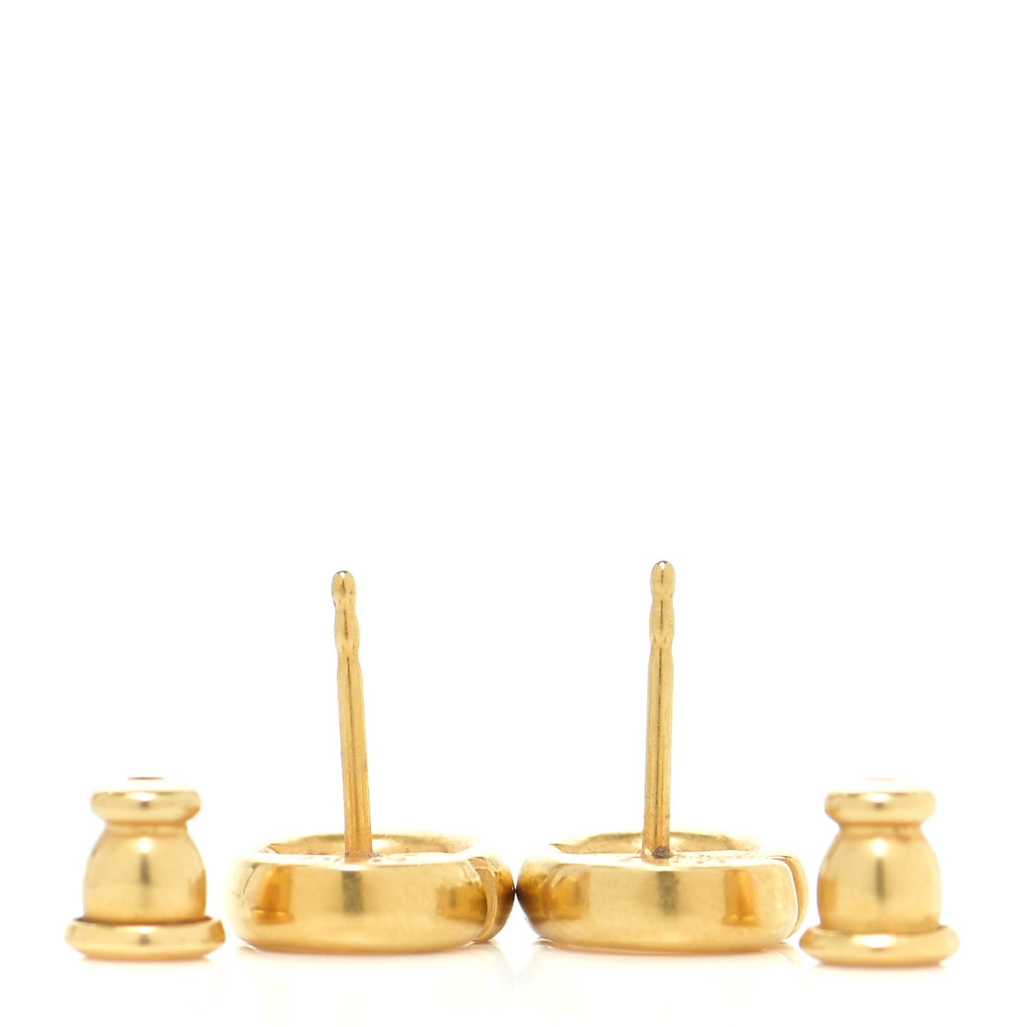 Metal Petit CD Stud Earrings Gold