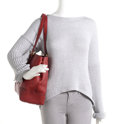 Prada Vitello Daino Shoulder Bag Rubino 2 of 11