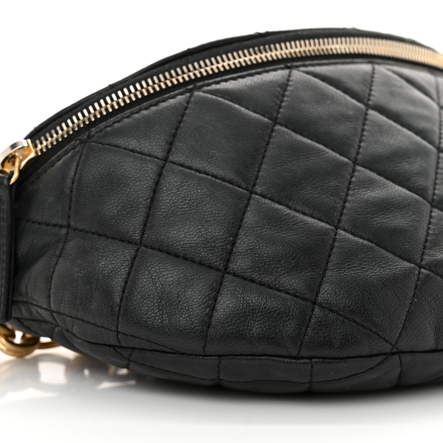 Chanel Lambskin Pearl Quilted CC Belt Bag Black 9 of 12