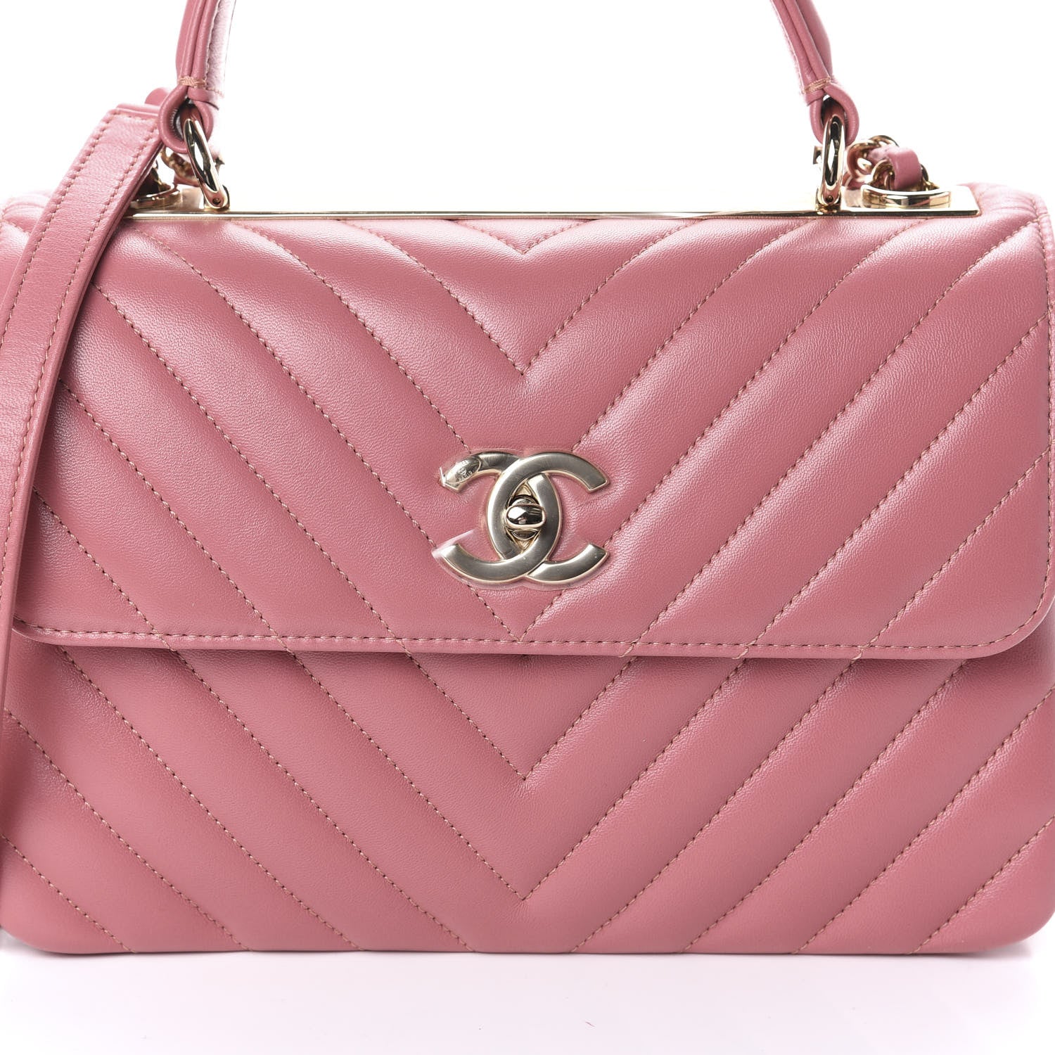 Chanel Lambskin Chevron Quilted Small Trendy CC Dual Handle Flap Bag Light Pink 8 of 10