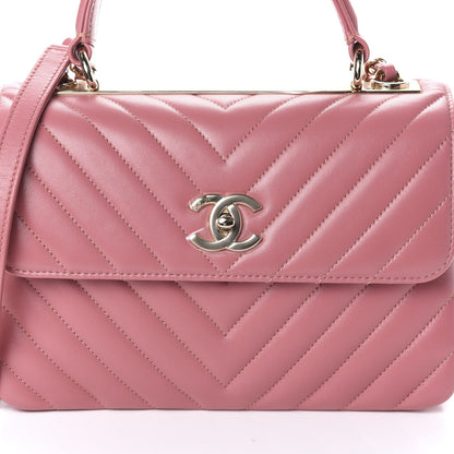 Chanel Lambskin Chevron Quilted Small Trendy CC Dual Handle Flap Bag Light Pink 8 of 10