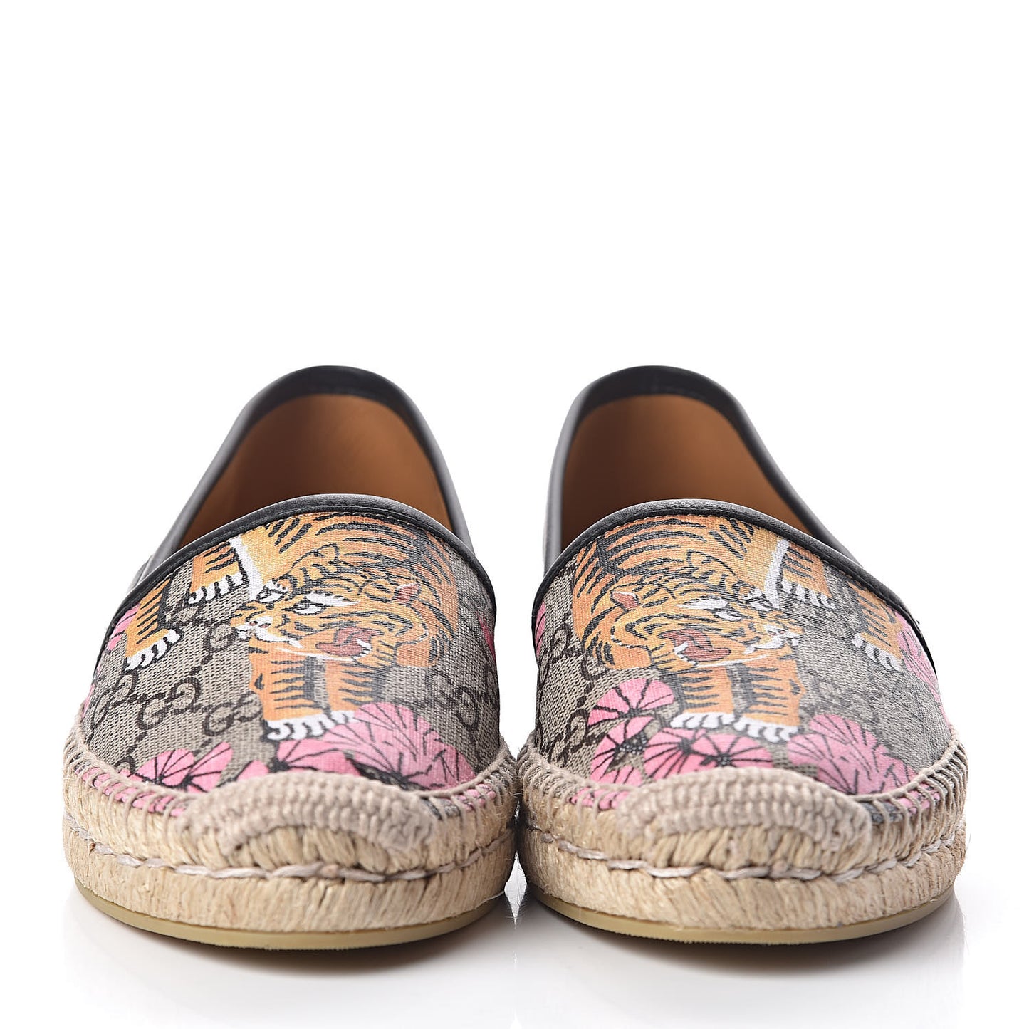 GG Supreme Monogram Bengal Espadrilles 36 Beige Crop Pink