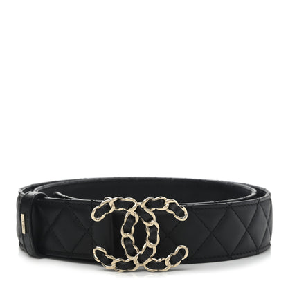 Chanel Lambskin Quilted CC Chain Belt 90 36 Black 1 of 6