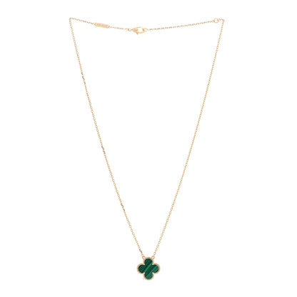 Van Cleef & Arpels 18K Yellow Gold Malachite Vintage Alhambra Pendant Necklace 2 of 5