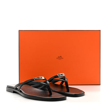 Hermes Calfskin Miss Sandals 38 Black 8 of 8