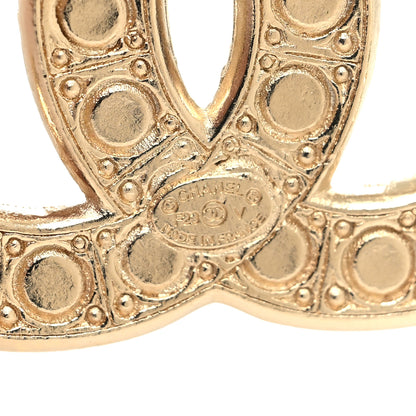 Chanel Metal Crystal Graduated Pearl CC Brooch Gold 3 of 3