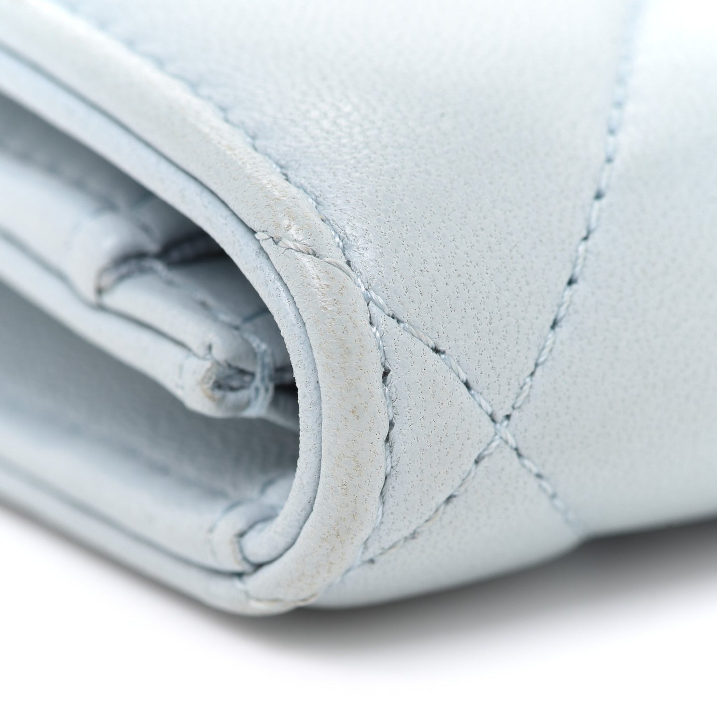 Lambskin Quilted Chanel 19 Flap Card Holder Light Blue