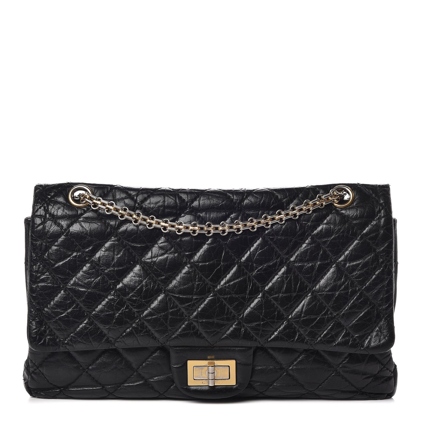 Aged Calfskin Quilted 2.55 Reissue 227 Flap Black