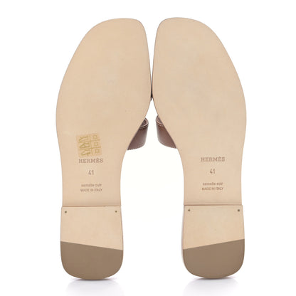 Hermes Box Calfskin Oran Sandals 41 Gold 5 of 8