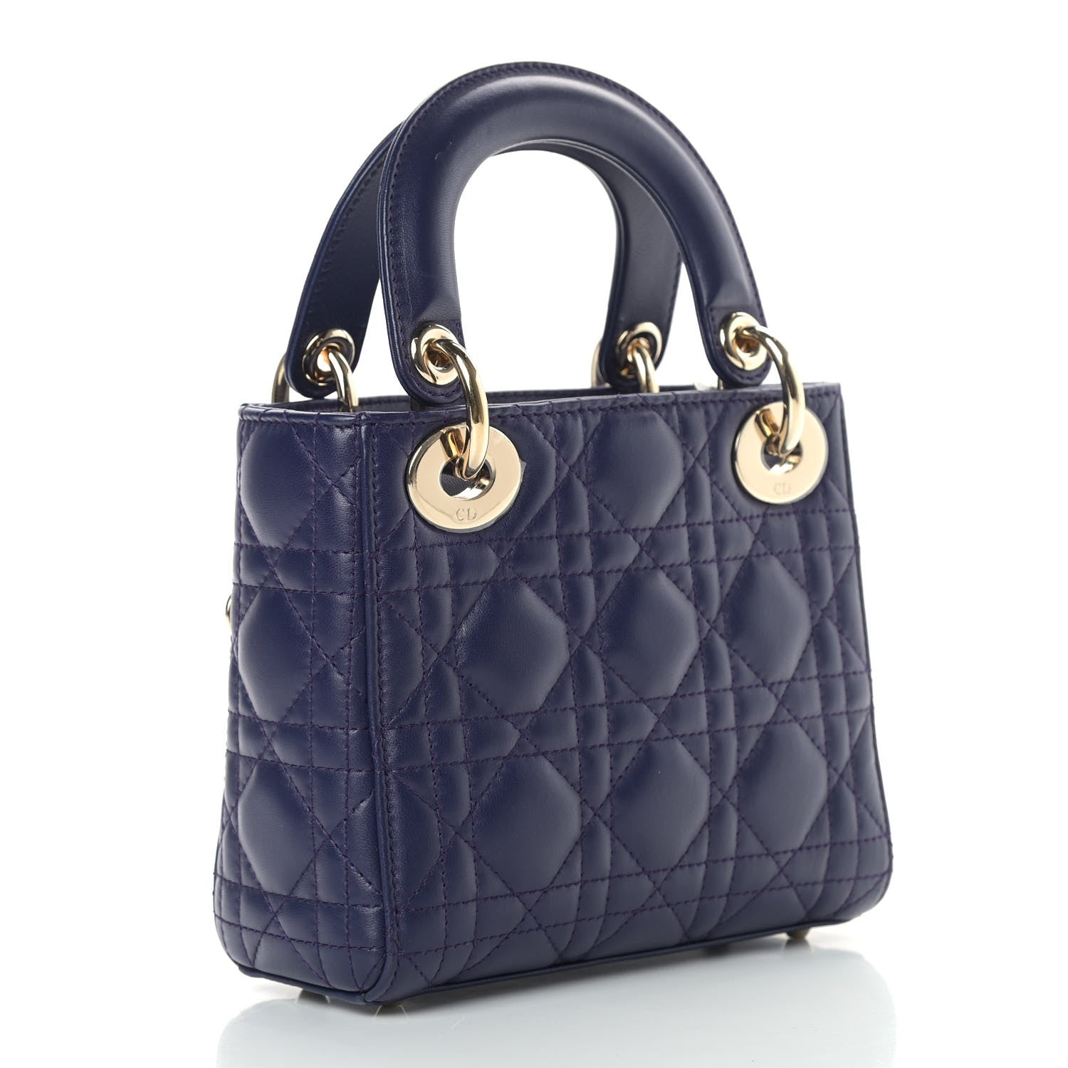 Christian Dior Lambskin Cannage Mini Lady Dior Navy Blue 2 of 8