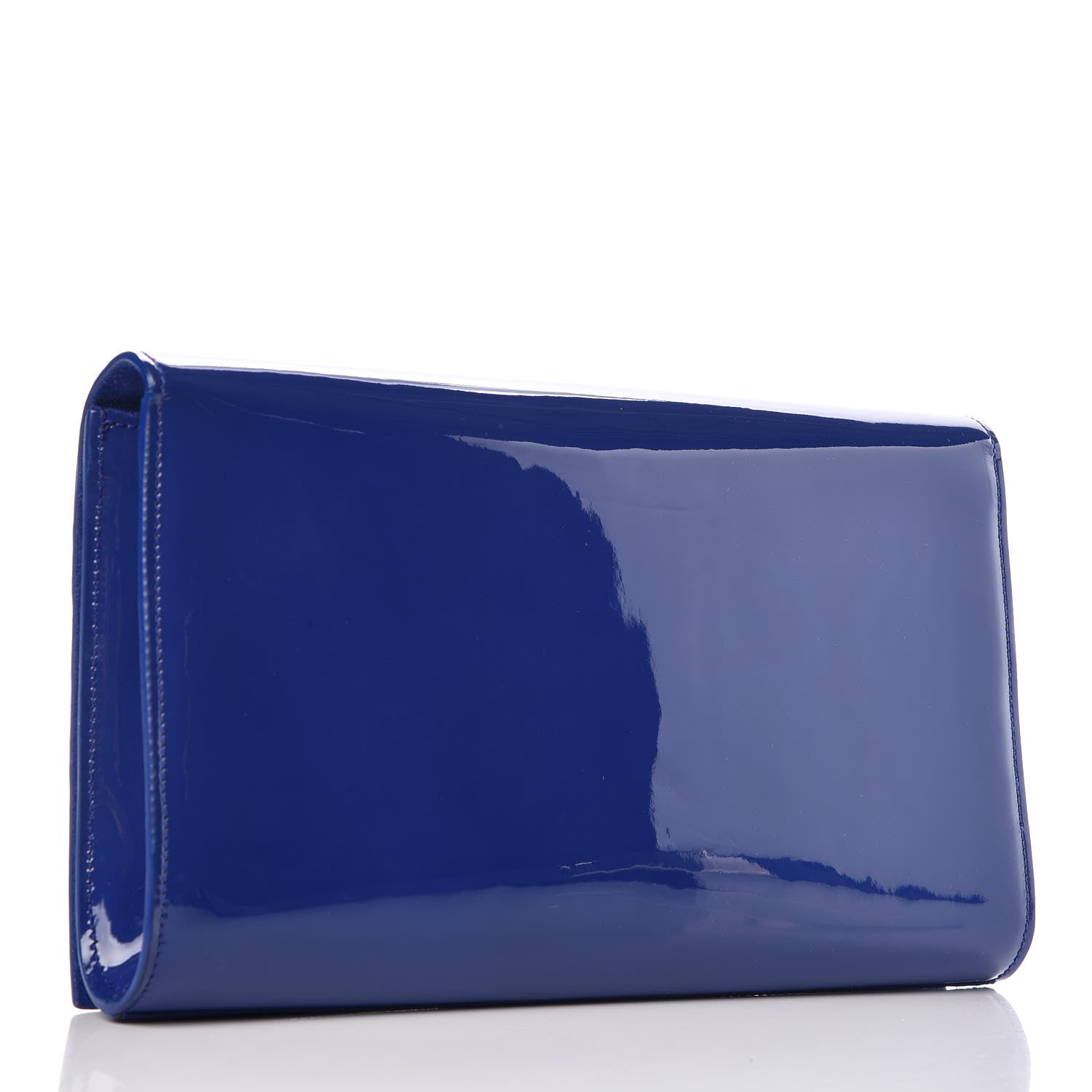 Saint Laurent Patent Calfskin Monogram Large Belle De Jour Clutch Royal Blue 3 of 8