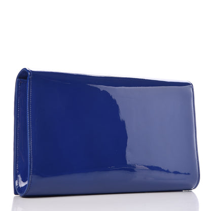 Saint Laurent Patent Calfskin Monogram Large Belle De Jour Clutch Royal Blue 3 of 8