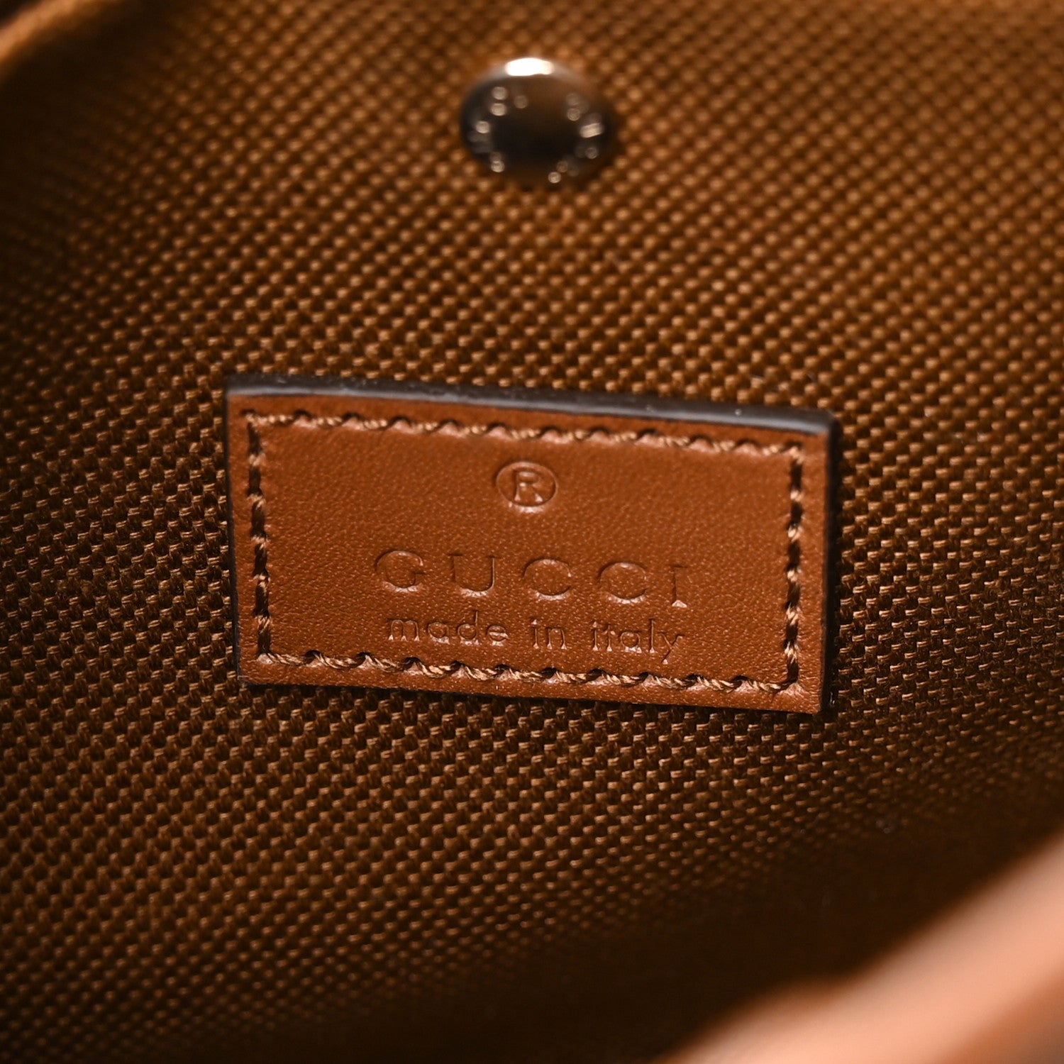 Gucci GG Calfskin Embossed Emblem Small Bucket Bag Brown 6 of 10