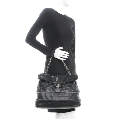Chanel Calfskin Stitched Large Expandable Flap Bag Black 2 of 9