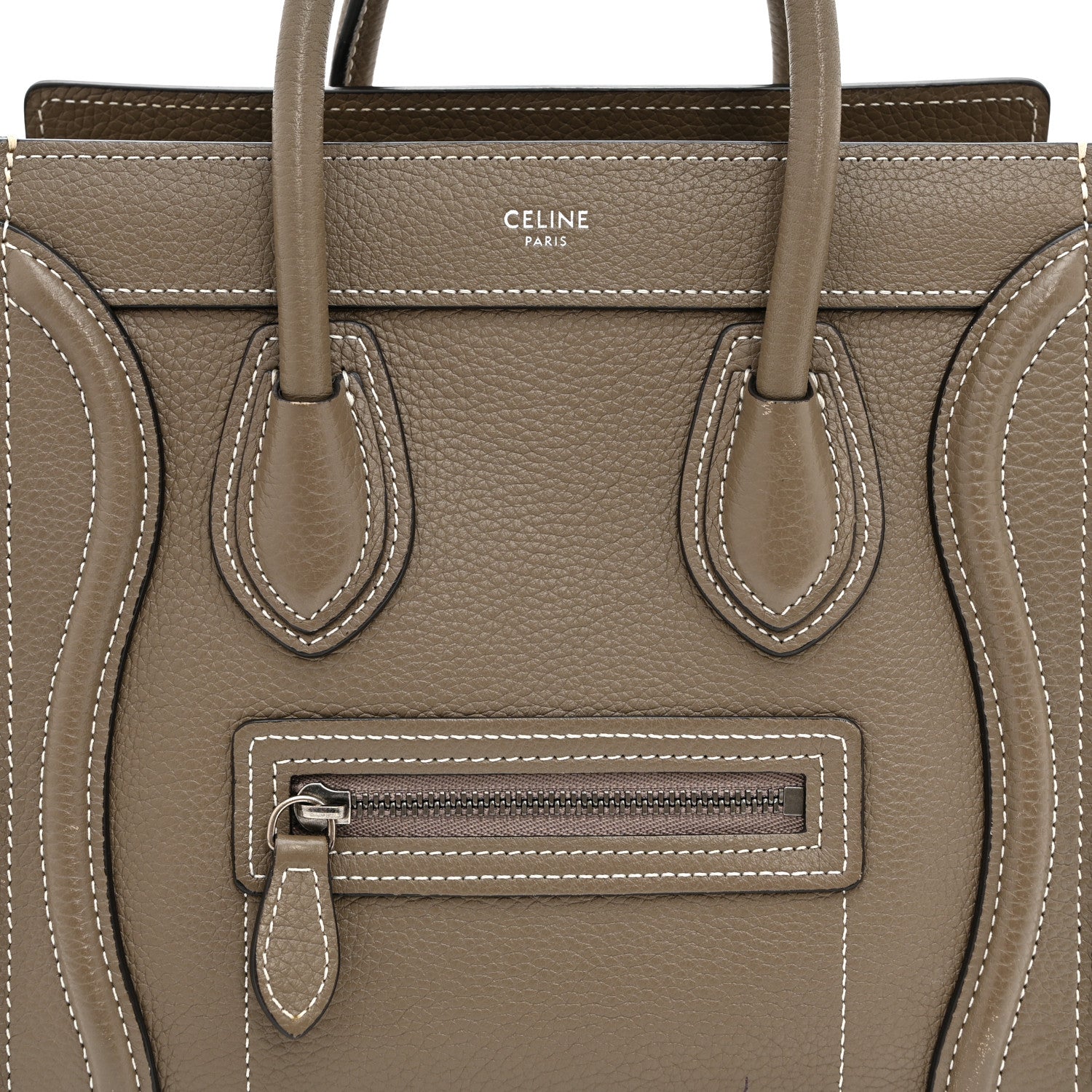 Celine Drummed Calfskin Nano Luggage Souris 9 of 11