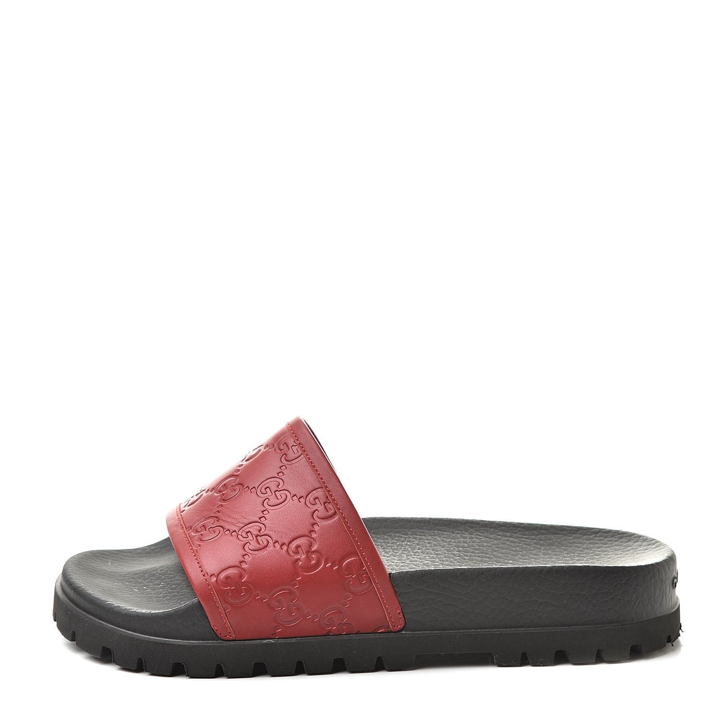 Guccissima Signature Mens Lug Sole Slide Sandals 7 Hibiscus Red