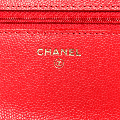 Chanel Caviar Quilted Wallet On Chain WOC Red 6 of 11