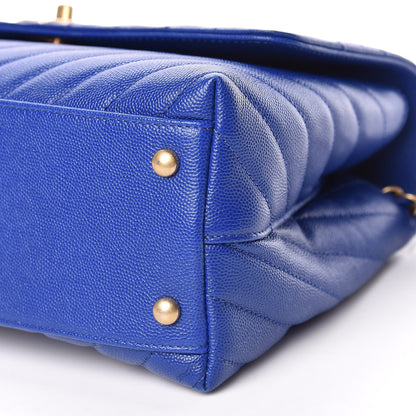 Chanel Caviar Chevron Quilted Small Coco Handle Flap Blue 7 of 10