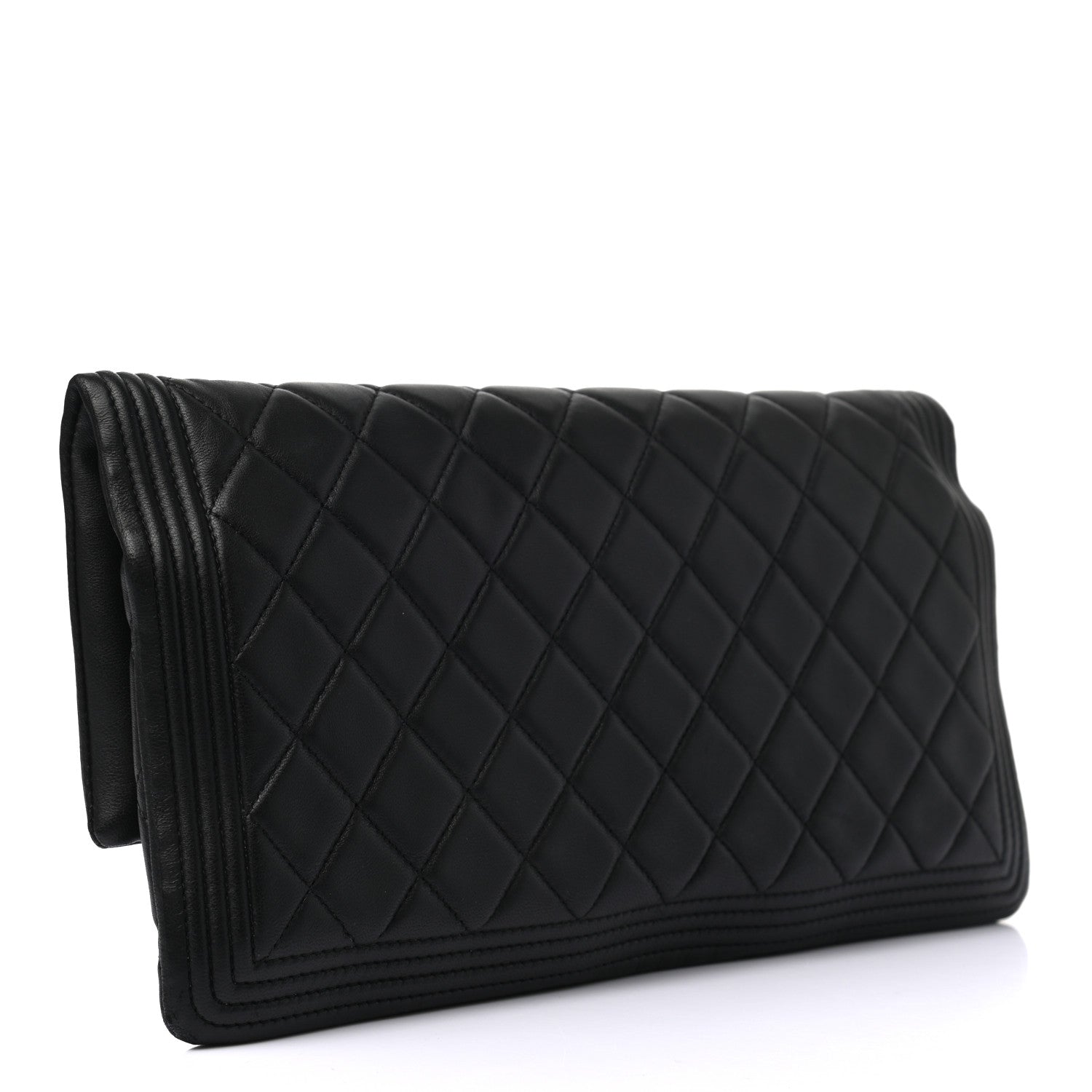 Chanel Lambskin Quilted Beauty CC Boy Clutch Black 3 of 9